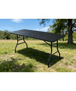 Tavolo Catering Pieghevole Antracite 180x74x74 cm Effetto Legno - Facile Trasporto