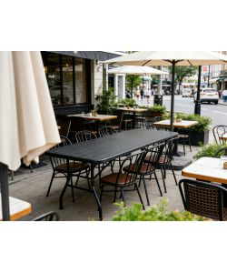 Tavolo Catering Pieghevole Antracite 180x74x74 cm Effetto Legno - Facile Trasporto