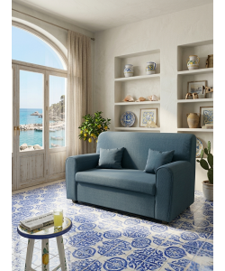 Divano Mini Estasi Blu 2 Posti 125x80x75 cm Comfort e Stile per Piccoli Spazi