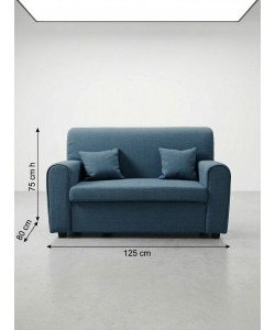 Divano Mini Estasi Blu 2 Posti 125x80x75 cm Comfort e Stile per Piccoli Spazi