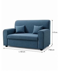 Divano 2 Posti in Tessuto Blu 125x80x75 cm Design Moderno - Estasi Mini