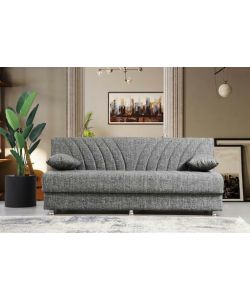 Domo Mea Divano Letto Fiji 3 Posti Grigio 183x81x89 cm con Vano Contenitore