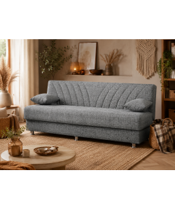 Domo Mea Divano Letto Fiji 3 Posti Grigio 183x81x89 cm con Vano Contenitore