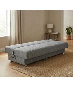 Domo Mea Divano Letto Fiji 3 Posti Grigio 183x81x89 cm con Vano Contenitore