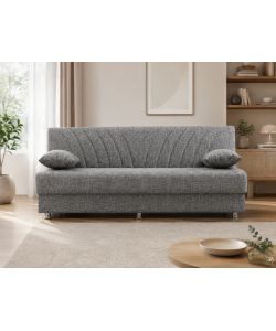Domo Mea Divano Letto Fiji 3 Posti Grigio 183x81x89 cm con Vano Contenitore