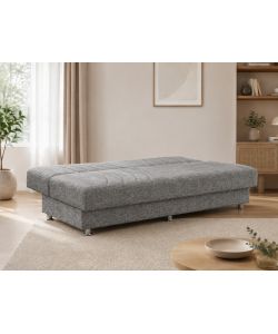 Domo Mea Divano Letto Fiji 3 Posti Grigio 183x81x89 cm con Vano Contenitore