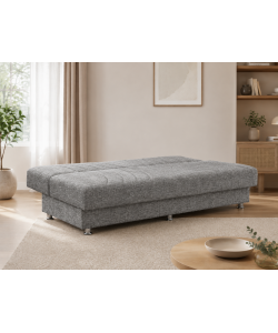 Domo Mea Divano Letto Fiji 3 Posti Grigio 183x81x89 cm con Vano Contenitore