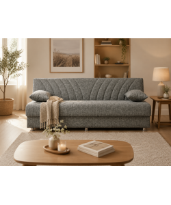 Domo Mea Divano Letto Fiji 3 Posti Grigio 183x81x89 cm con Vano Contenitore