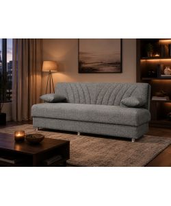 Domo Mea Divano Letto Fiji 3 Posti Grigio 183x81x89 cm con Vano Contenitore