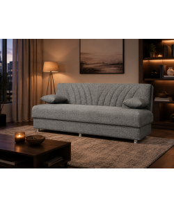 Domo Mea Divano Letto Fiji 3 Posti Grigio 183x81x89 cm con Vano Contenitore