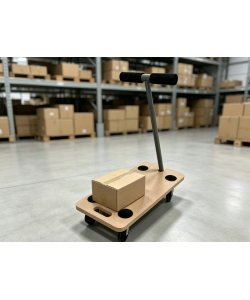 Carrello Trasporto MDF - Manico Telescopico 59x29 cm - Naturale - 200 kg