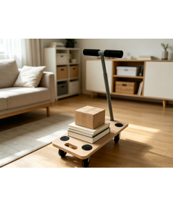Carrello Trasporto MDF - Manico Telescopico 59x29 cm - Naturale - 200 kg