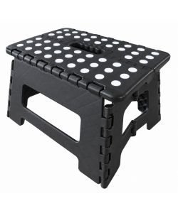 Sgabello plastica pieghevole nero 31x22x22 cm leggero e salvaspazio