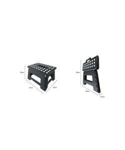 Sgabello plastica pieghevole nero 31x22x22 cm leggero e salvaspazio