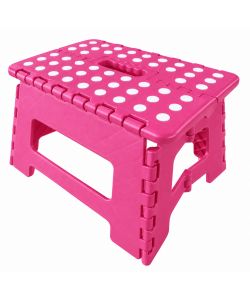 Sgabello Pieghevole Rosa 31x22x22 cm in Plastica Leggero e Salvaspazio