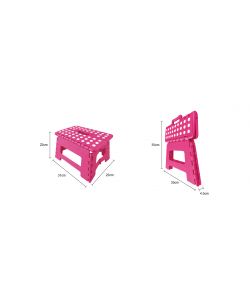 Sgabello Pieghevole Rosa 31x22x22 cm in Plastica Leggero e Salvaspazio