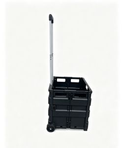 Carrello pieghevole nero 42x40,5x38 cm con maniglia e ruote