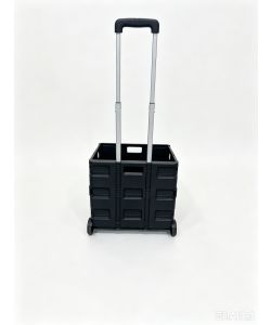 Carrello pieghevole nero 42x40,5x38 cm con maniglia e ruote