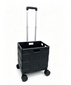 Carrello pieghevole nero 42x40,5x38 cm con maniglia e ruote