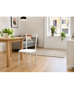 Domo Mea Sedia da pranzo Bianca 40x41x80,5 cm Metallo e PU Moderna