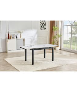 Tavolo allungabile Zenith Bianco effetto marmo 120/180x80x75 cm