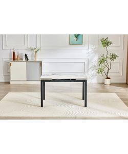 Tavolo allungabile Zenith Bianco effetto marmo 120/180x80x75 cm