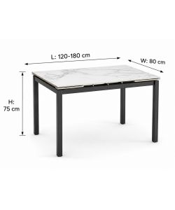 Tavolo allungabile Zenith Bianco effetto marmo 120/180x80x75 cm
