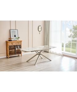 Tavolo Atlas 140/210x90x75 cm Effetto Marmo Crema