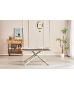 Tavolo Atlas 140/210x90x75 cm Effetto Marmo Crema