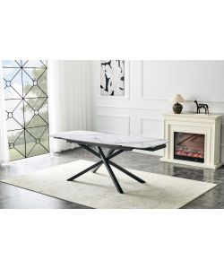 Tavolo allungabile Atlas effetto marmo bianco 140/210x90 cm grigio scuro