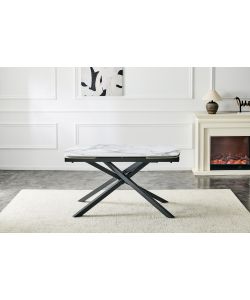 Tavolo allungabile Atlas effetto marmo bianco 140/210x90 cm grigio scuro