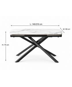 Tavolo allungabile Atlas effetto marmo bianco 140/210x90 cm grigio scuro