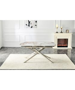 Tavolo da pranzo allungabile Kronos effetto marmo crema 160/240 cm