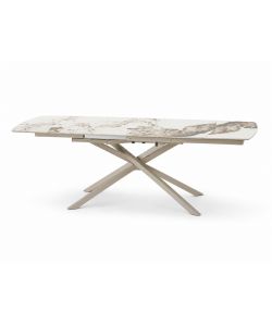 Tavolo da pranzo allungabile Kronos effetto marmo crema 160/240 cm