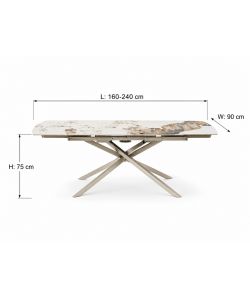 Tavolo da pranzo allungabile Kronos effetto marmo crema 160/240 cm