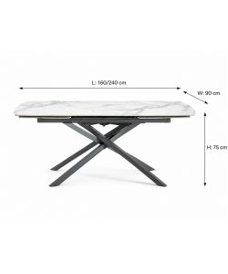 Tavolo allungabile Kronos Bianco effetto marmo 160/240x90x75 cm