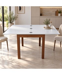 Domo Mea Tavolo estensibile Bianco-Noce 80/160x80 cm per cucina e sala