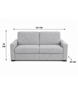 Divano letto Vulcano 2 posti Grigio 197x95 cm Materasso 20 cm