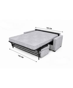 Divano letto Vulcano 2 posti Grigio 197x95 cm Materasso 20 cm