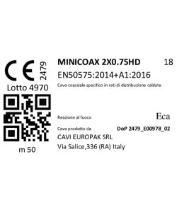 Cavo alimentazione e segnale telecamere blu 50 mt per sorveglianza