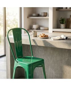 Cosma Sedia Lola Verde Rettangolare Metallo 35x45x85 cm senza braccioli
