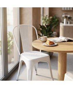 Cosma Sedia da Pranzo Bianca in Metallo 35x45x85 cm - Stile Industrial