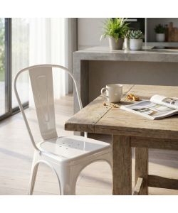 Cosma Sedia da Pranzo Bianca in Metallo 35x45x85 cm - Stile Industrial