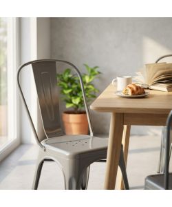 Cosma Sedia Lola Grigia in Metallo Rettangolare 35x45x85 cm Senza Braccioli