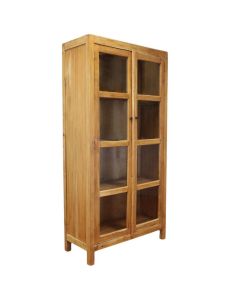 Cosma Mobile Vetrina Alta 2 Ante in Legno di Mogano Marrone 100x42x195 cm