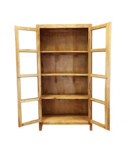 Cosma Mobile Vetrina Alta 2 Ante in Legno di Mogano Marrone 100x42x195 cm