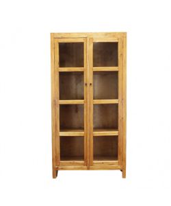 Cosma Mobile Vetrina Alta 2 Ante in Legno di Mogano Marrone 100x42x195 cm