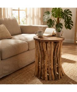 Cosma Tavolino Giardino Rotondo in Teak 30x30x45 cm Marrone
