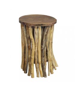 Cosma Tavolino Giardino Rotondo in Teak 30x30x45 cm Marrone