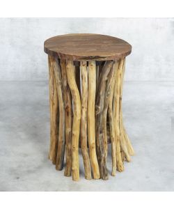 Cosma Tavolino Giardino Rotondo in Teak 30x30x45 cm Marrone